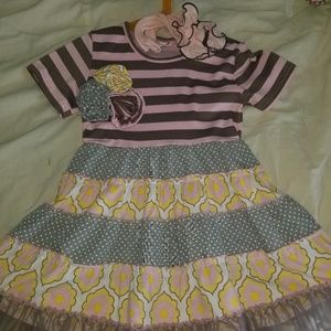 Boutique dress, ruffle shorties, and headband